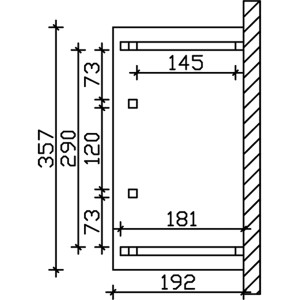 Technische Zeichnung: Skan Holz Vordach Wismar 7, Maße 357x192 cm, weiß lasiert.