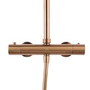 Swiss Aqua Technologies Duschsystem Aurum mit Thermostatbatterie Kopfbrause 25CM Rosegold Gebürstet