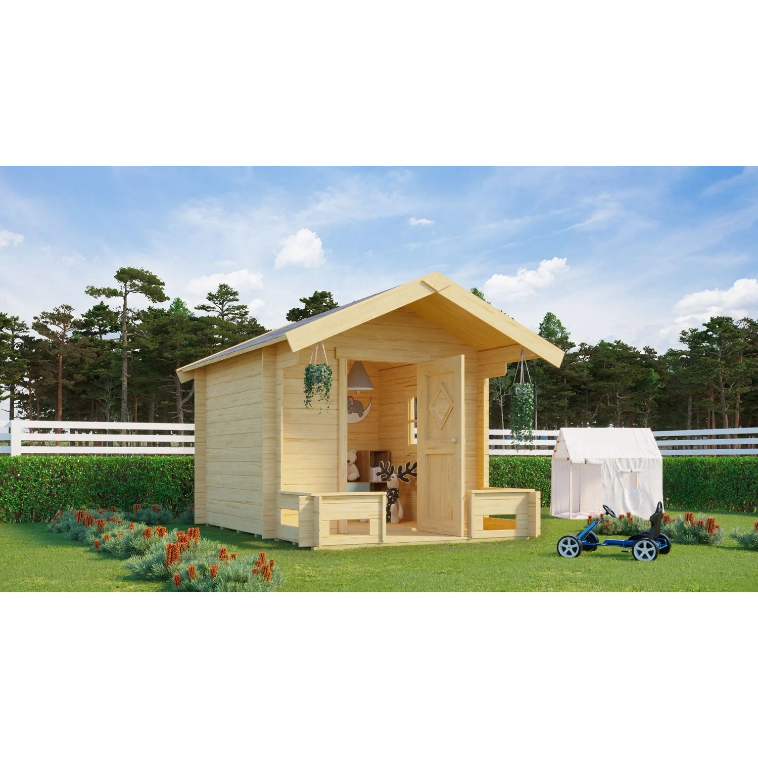 Lasita Maja Kinderspielhaus Pinocchio Natur 180 cm x 180 cm