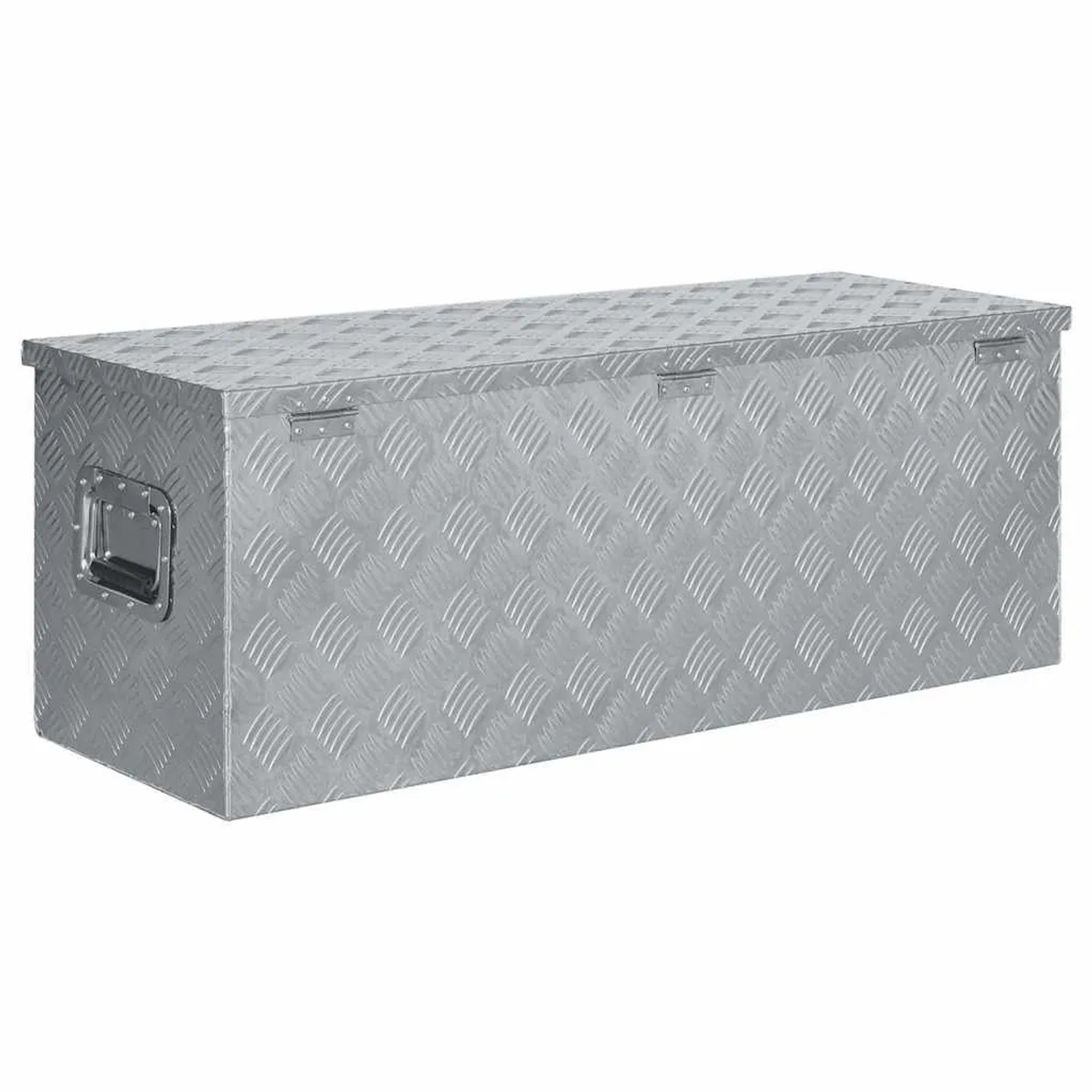 DELUKE Aluminiumbox Mit Deckel Abschließbar Alubox Deichselbox Alu Anhängerbox Werkzeugkiste Transportbox Metallkiste 110,5x38,5x40cm Silber_4