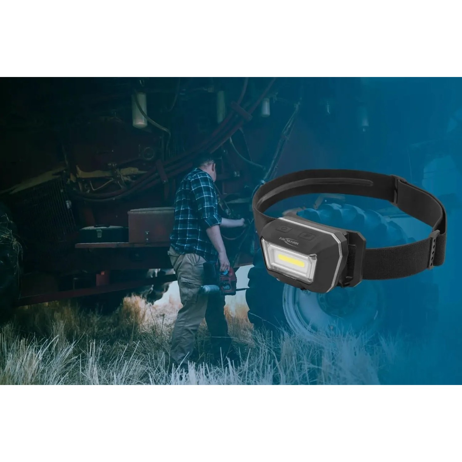 Westfalia LED-Kopfleuchte mit Sensor, Akku, IP65, schwarz. Ideal für Handwerk und Outdoor.
