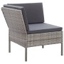 Graues vidaXL Gartenmöbel Ecksofa aus Rattan mit anthrazitfarbenen Auflagen.