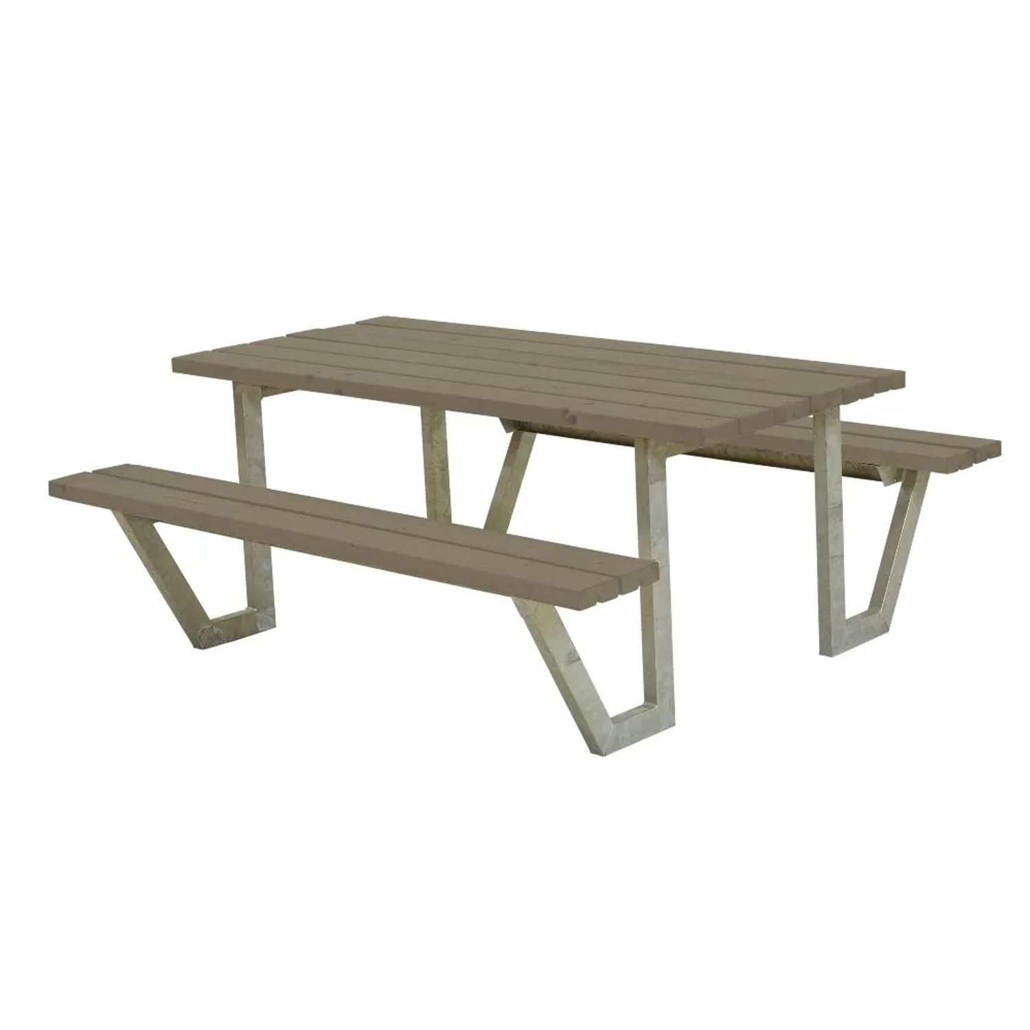 PLUS Gartensitzgruppe 177 cm Graubraun Wetterfeste Tisch-Bank-Kombination aus Pflegeleichtem Kunststoff