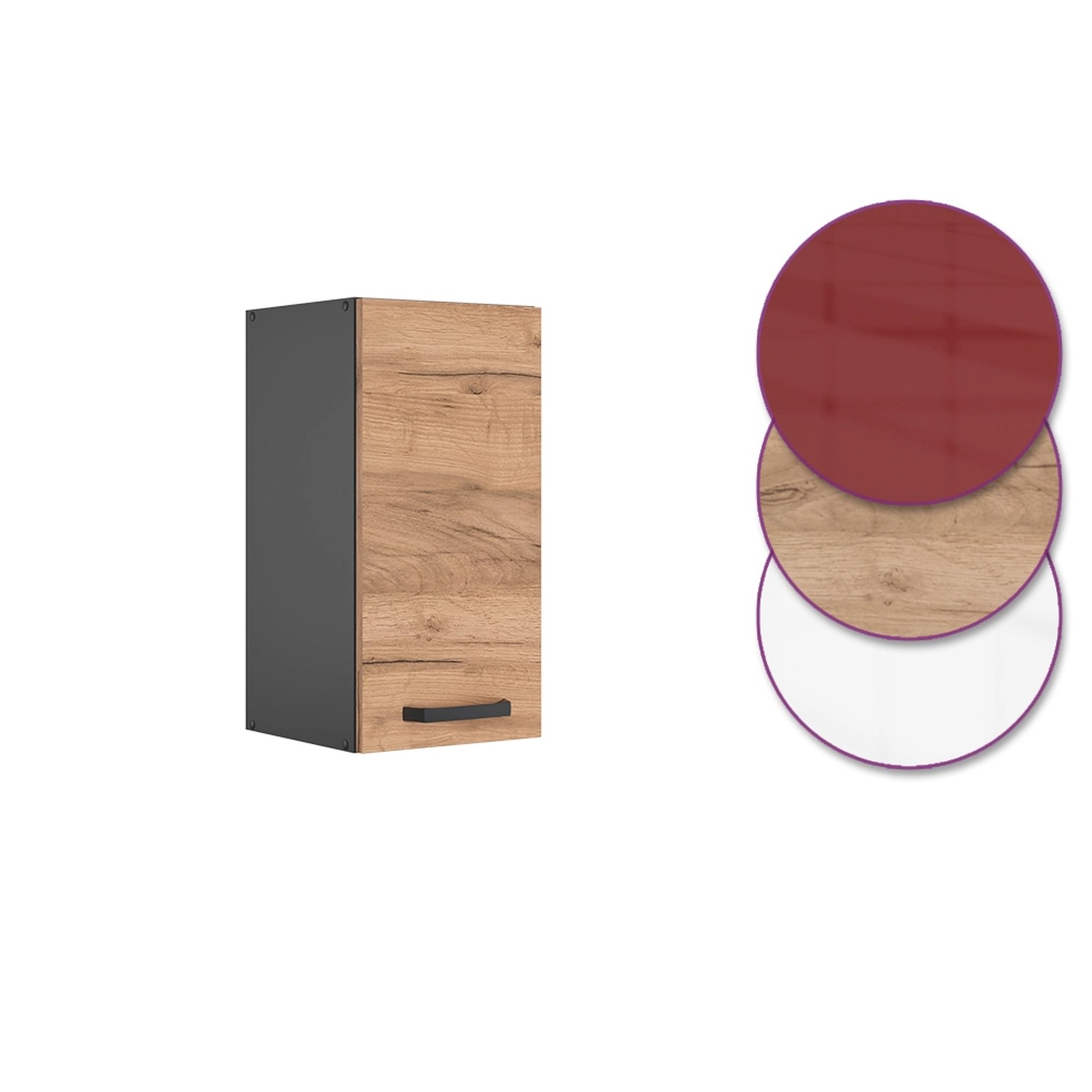 Vicco Hängeschrank R-Line in Goldkraft Eiche/Anthrazit, 30 cm Küchenschrank