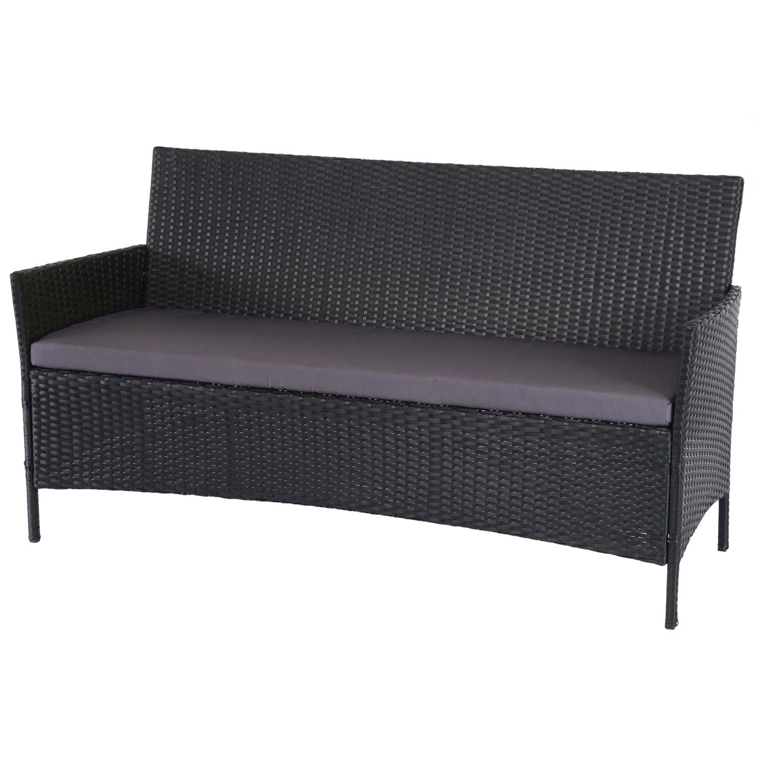 MCW 3-Sitzer Poly-Rattan Gartenbank Hamar Anthrazit Kissen Anthrazit