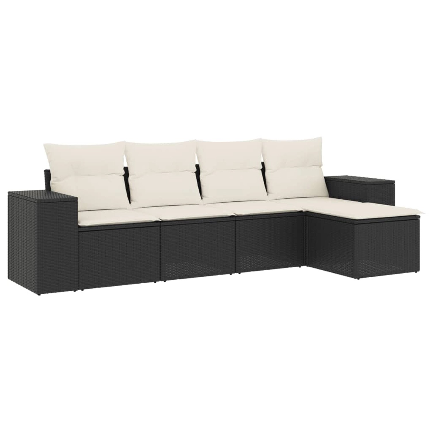 vidaXL 5-Tlg Garten-Sofagarnitur mit Kissen Schwarz Poly Rattan 3254823 günstig online kaufen