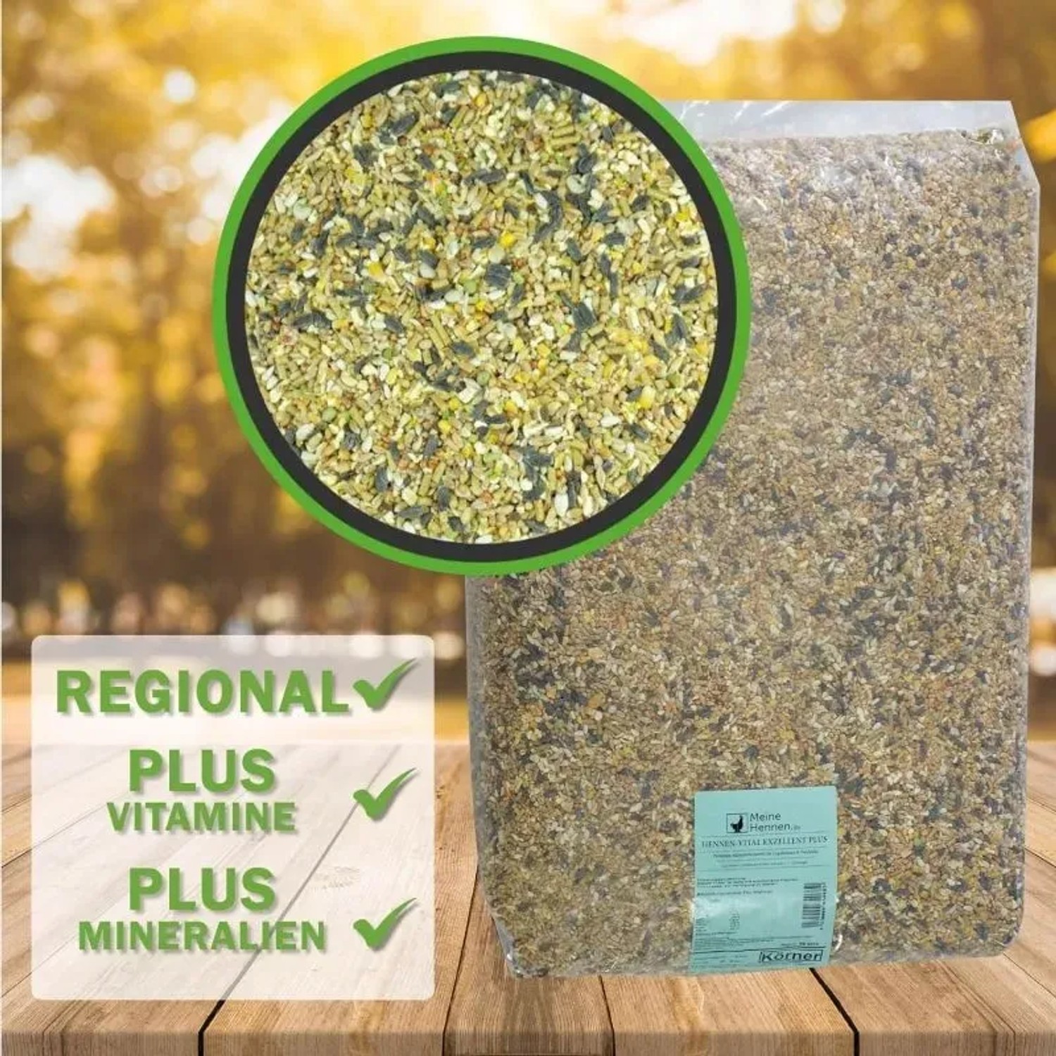 MeineHennen Premium Hühnerfutter 30kg: Alleinfutter für Hennen, Wachteln und Geflügel. Körnerfutter mit Vitaminen und Mineralien.