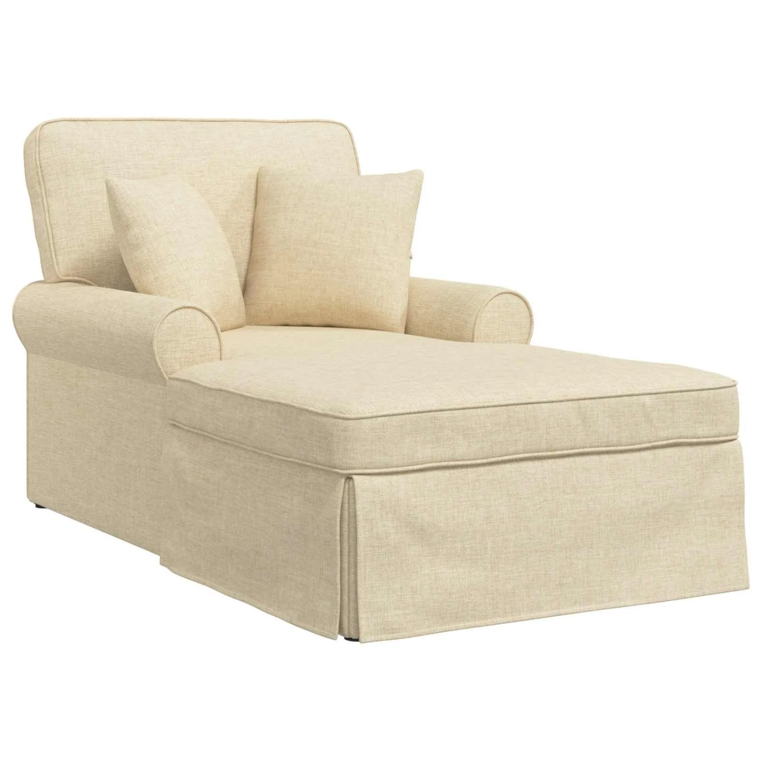 vidaXL Chaise Lounge mit Rock mit Kissen 3-Tlg Creme Stoff 42022945