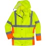 Scheibler Warnschutz Regenjacke Gelb-Orange Gr. XL mit Kapuze und Reflektoren.