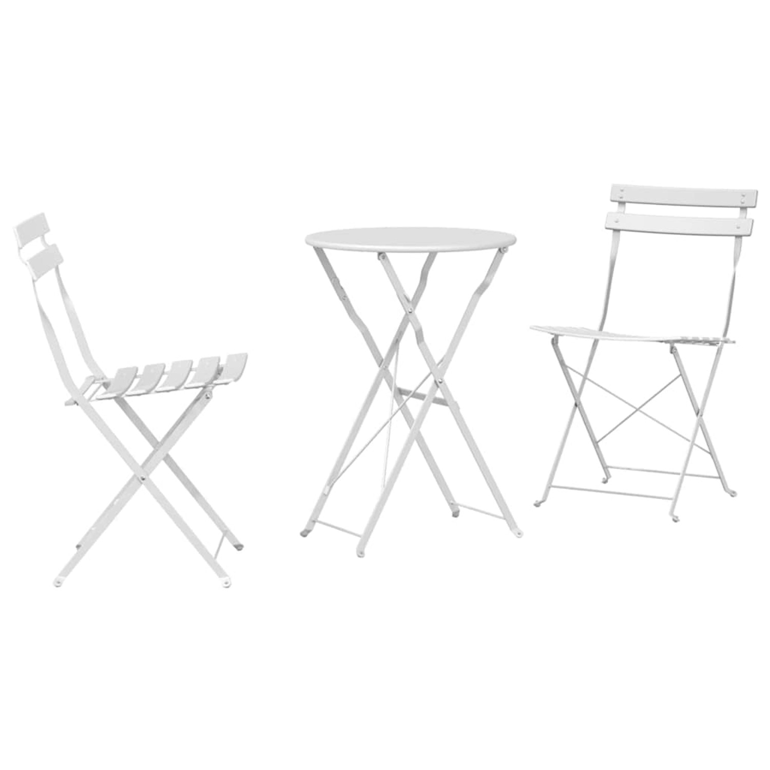 vidaXL Klappbar Bistro Set 3-Tlg Weiß Stahl 42002968 günstig online kaufen