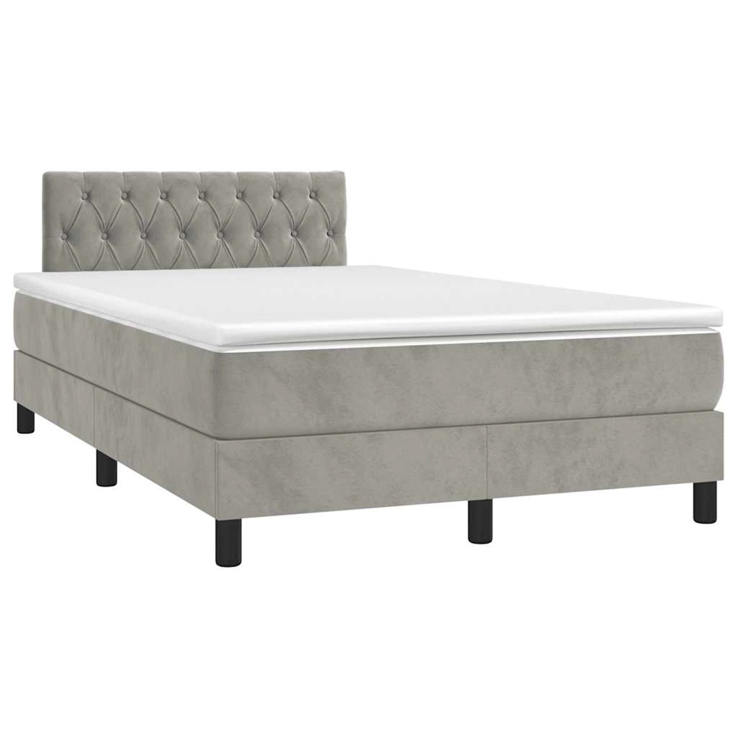 vidaXL Boxspringbett mit Matratze & LED Hellgrau 120x190 cm Samt 3270171 günstig online kaufen