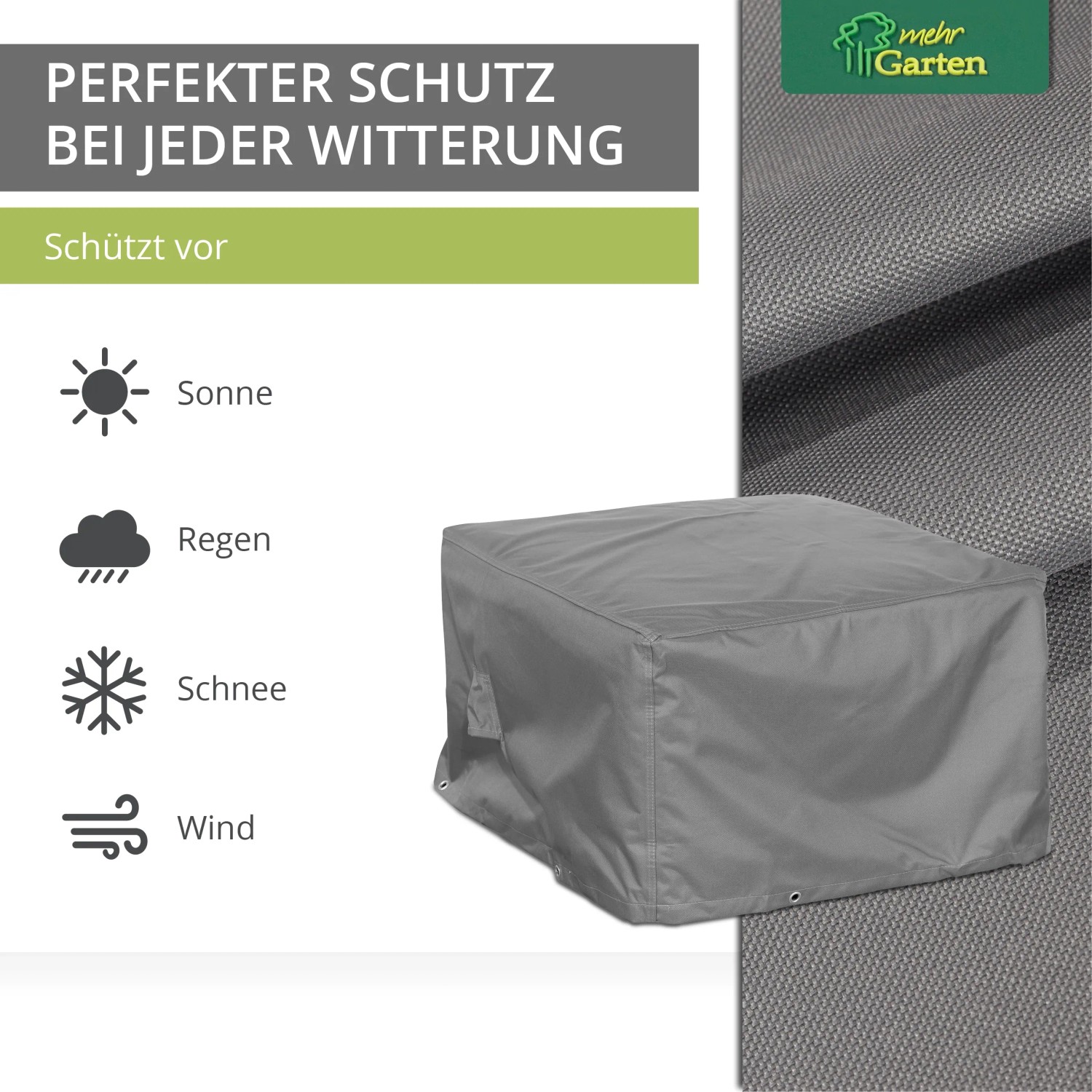 Graue Mehr Garten Schutzhülle für Loungetisch/Hocker, 85x85x45 cm, schützt vor Sonne, Regen, Schnee und Wind.