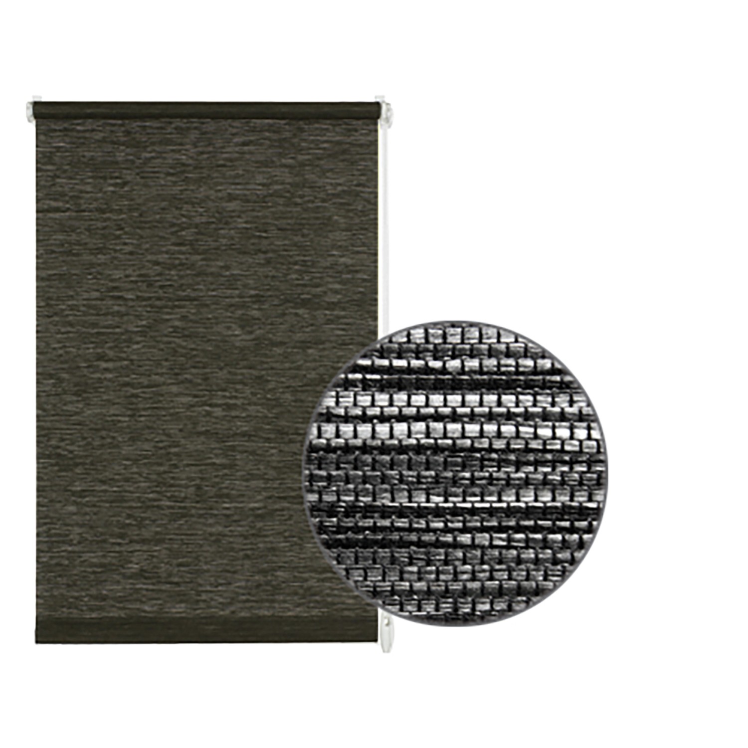 Gardinia EasyFix Rollo Natur Black & White, 75x150 cm, mit Detailaufnahme der Stoffstruktur.