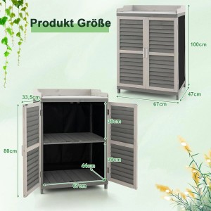 Costway Gartenschrank Holz Lagerschrank Garten Grau