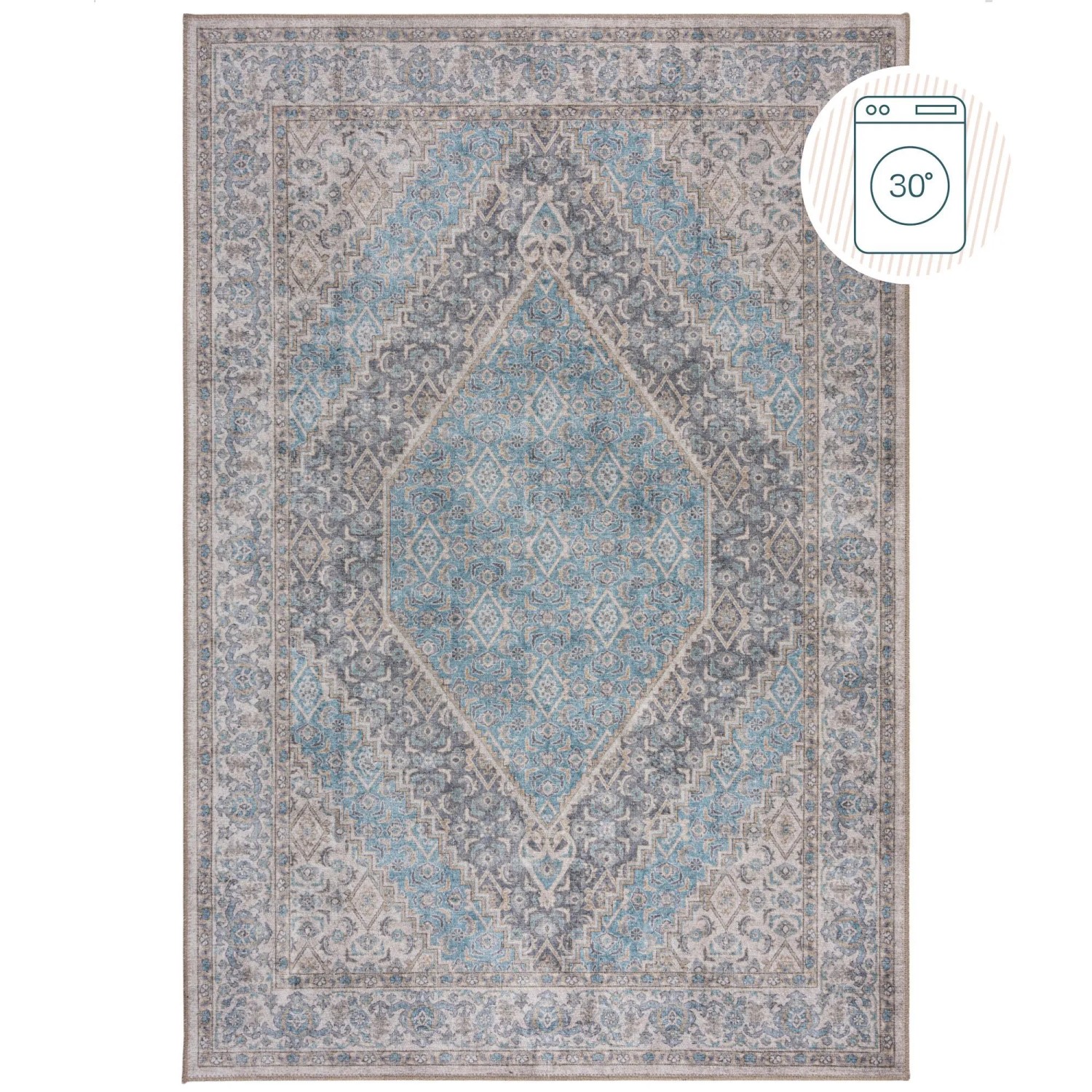 Flair Rugs Vintageteppich Corin Vintage 190 cm x 290 cm Blau