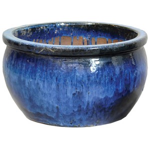 Blauer, glasierter M Collections Pflanztopf Bavaria, Ø 36 cm.