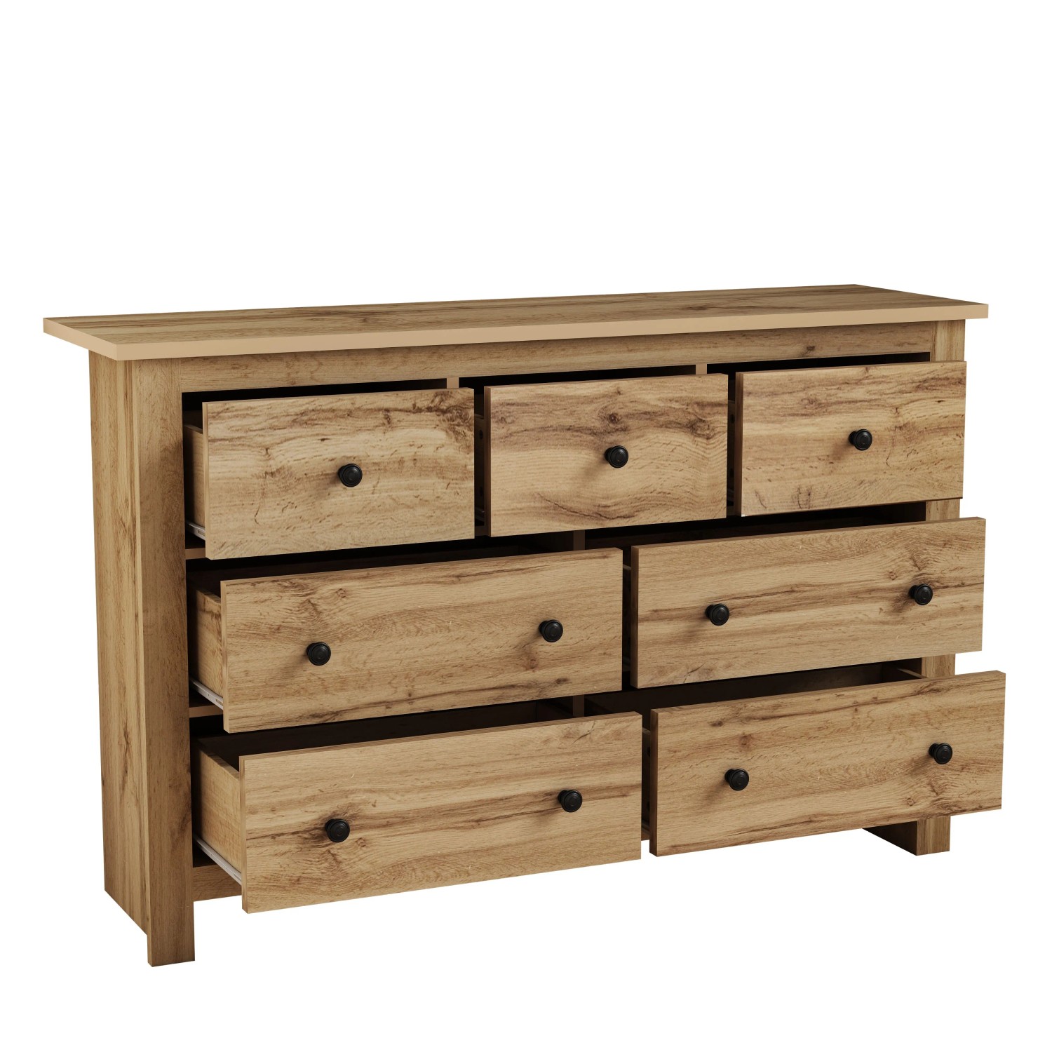 ModernLuxe Sideboard mit 7 Schubladen Viel Stauraum Spanplatte Holzfarben