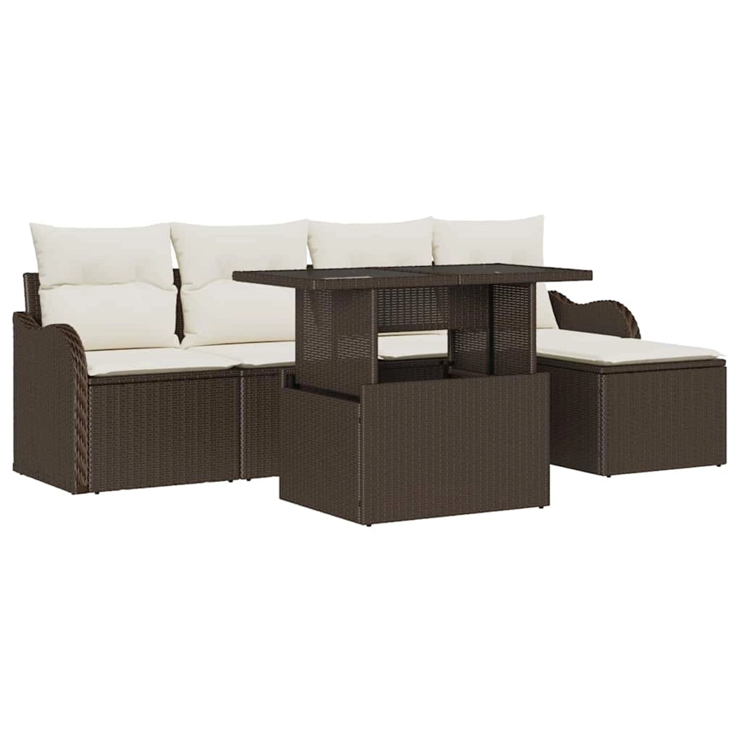vidaXL Garten-Sofa-Set mit Kissen 6-Tlg Braun Poly Rattan 3348444 günstig online kaufen
