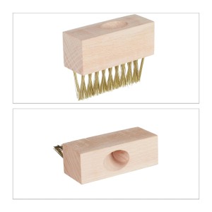 Relaxdays Fugenbürste 2er Set Holz Stahl für Stiele 7,5 cm x 10 cm x 3,5 cm