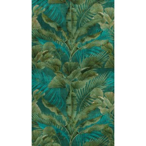 A.S. Creation Fototapete Dschungel mit grünen und blauen Blättern, 1,59x2,8m.