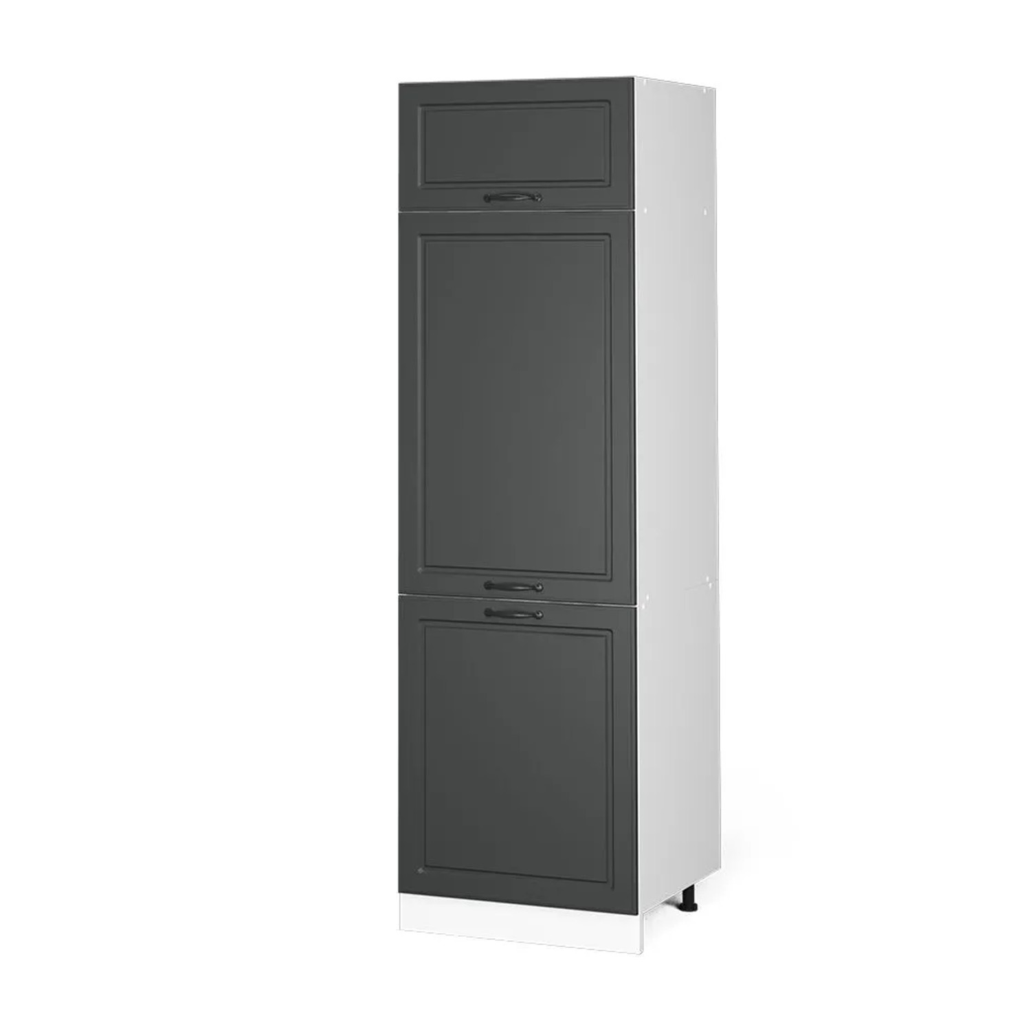 Vicco Kühlumbauschrank R-Line Hochschrank für die Küche Anthrazit Landhaus Weiß 60 cm