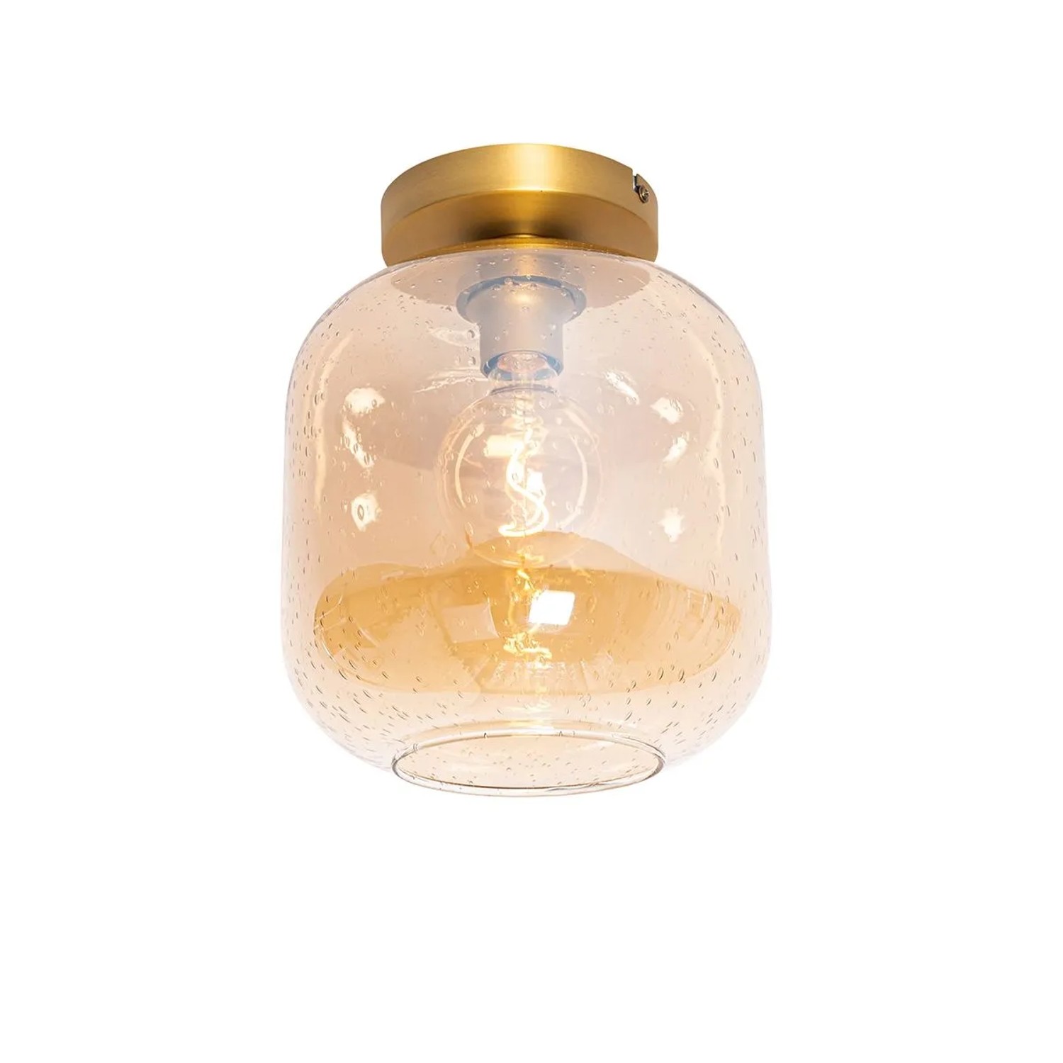 QAZQA Design Deckenleuchte aus Messing und Braunem Glas Zuzanna