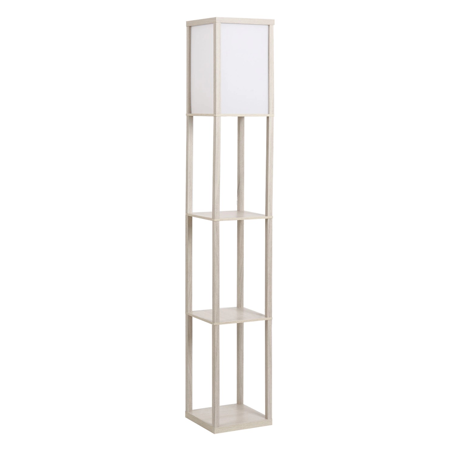 HOMCOM Stehleuchte mit Regalen E27 bis 40W Holz Eiche 26x26x160cm Ohne Glüh günstig online kaufen