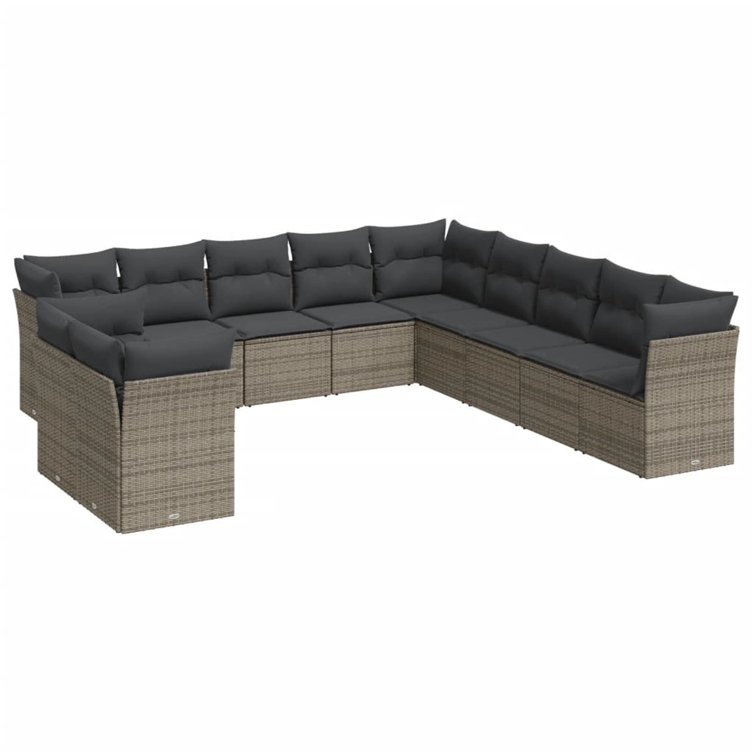 vidaXL 11-tlg Garten-Sofagarnitur mit Kissen Grau Poly Rattan Modell 13 günstig online kaufen