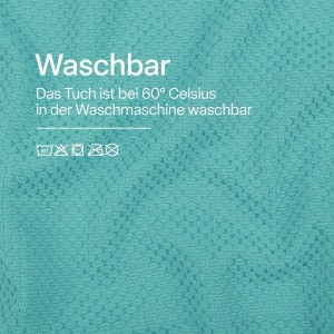 Türkises Microfaser Geschirrtuch 2er-Pack, waschbar bis 60°C, Double Face Struktur.