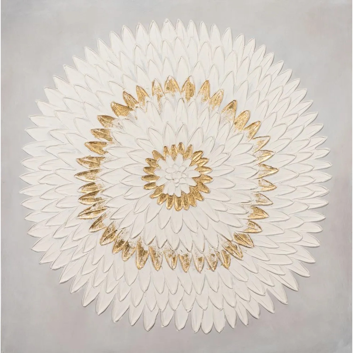 Art Universe Leinwandbild Mandala in Weiß-Gold 100 x 100 cm