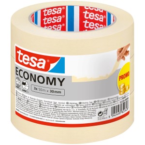 Tesa Universal Beige Klebeband, 3 Rollen à 50m x 30mm, für diverse Anwendungen.
