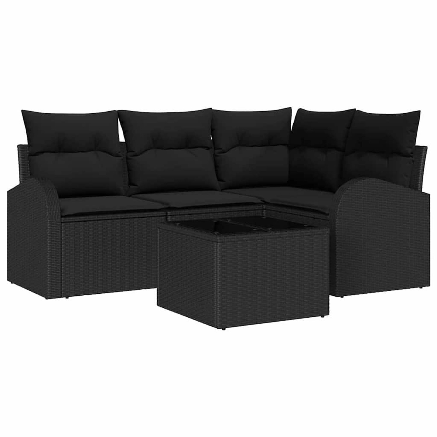 vidaXL Garten-Sofa-Set mit Kissen 5-Tlg Schwarz Poly Rattan 3346033 günstig online kaufen