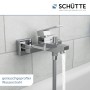 Schütte Wannenarmatur Tokyo II Chrom mit Wasserstrahl im modernen Bad.