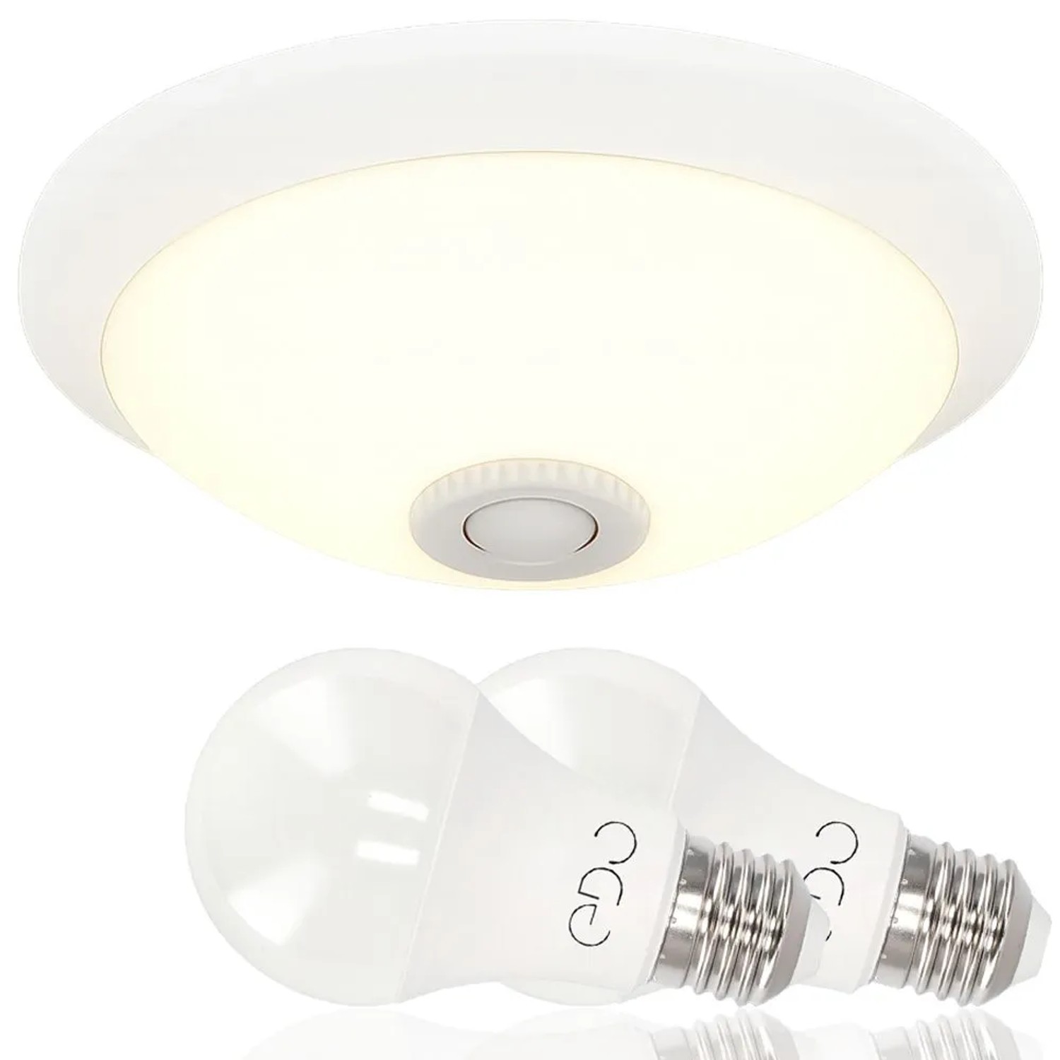 HOROZ LED Deckenleuchte mit Bewegungsmelder 300 mm Weiß inkl. 2x 11 W E27 4000 K 360° PIR Dämmerungssensor