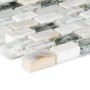 Mosaikfliese Glas & Stein „5th Avenue White Mix Seashell“, 28,5x28,5 cm, mit Glas-, Stein- und Muschelelementen.