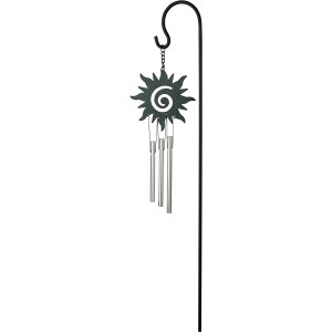 Nature´s Melody Mini-Klangspiel Sonne mit Gartenstecker, silberfarben, 45 cm hoch.