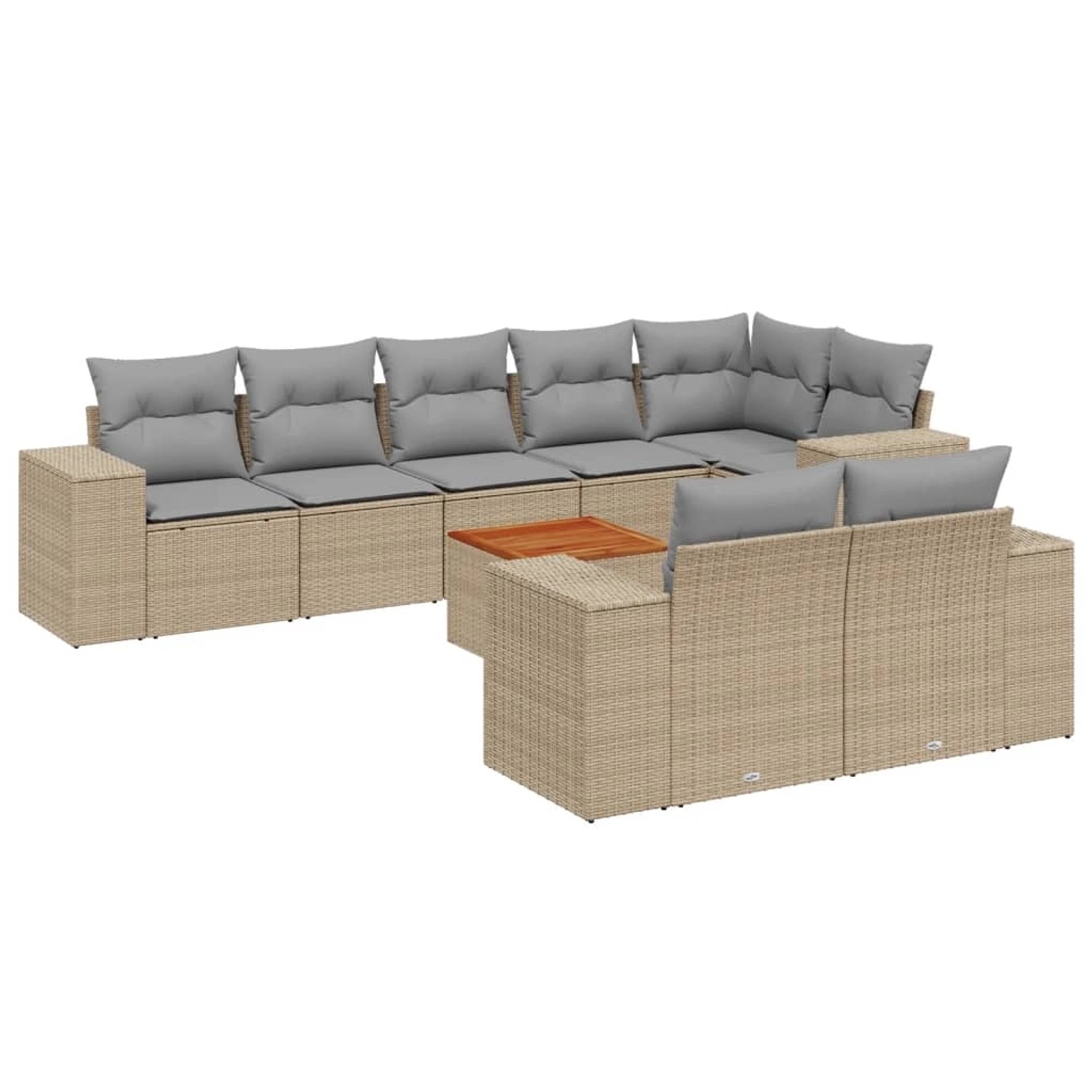 vidaXL 9-Tlg Garten-Sofagarnitur mit Kissen Beige Poly Rattan 3225534 günstig online kaufen