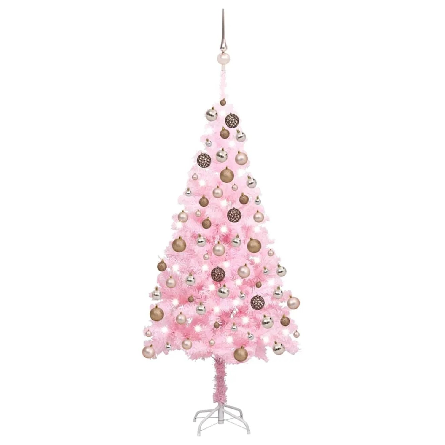 vidaXL Künstlicher Weihnachtsbaum mit Beleuchtung & Kugeln Rosa 180cm 3077585