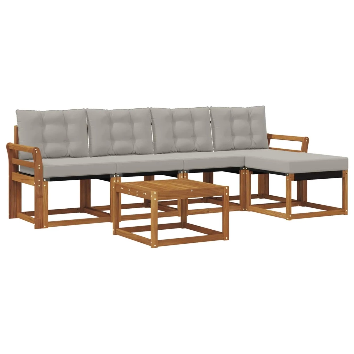 vidaXL Outdoor-Sofagarnitur mit Kissen 6-Tlg Natur und Hellgrau 3368594