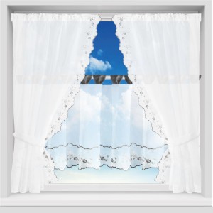 Arsvita Gardinenset, 5-teilig, mit Blumenmuster, für Küche, 140x120 cm. Fenstervorhang mit Stangendurchzug.