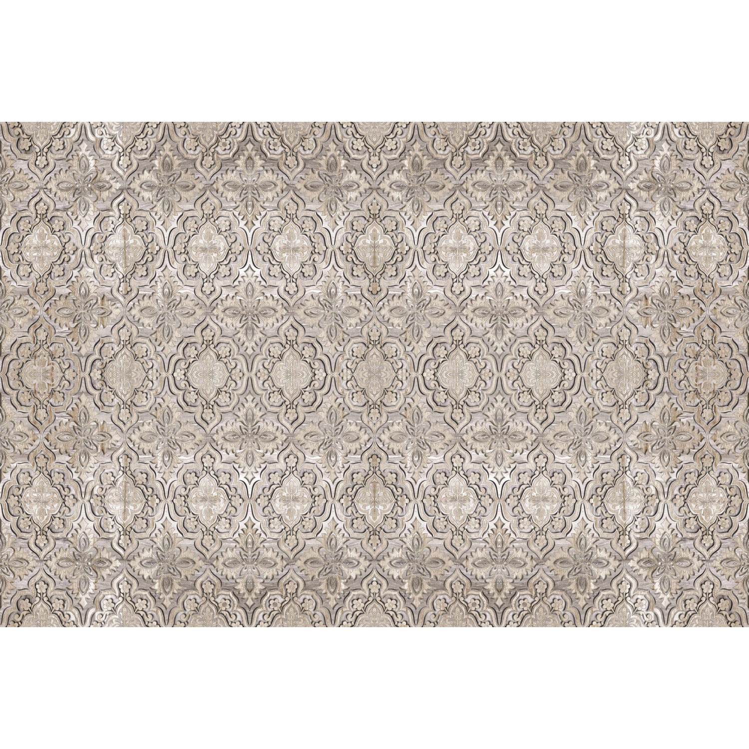 Fototapete Barock Ornament Beige Silber 4,00 m x 2,70 m FSC® günstig online kaufen