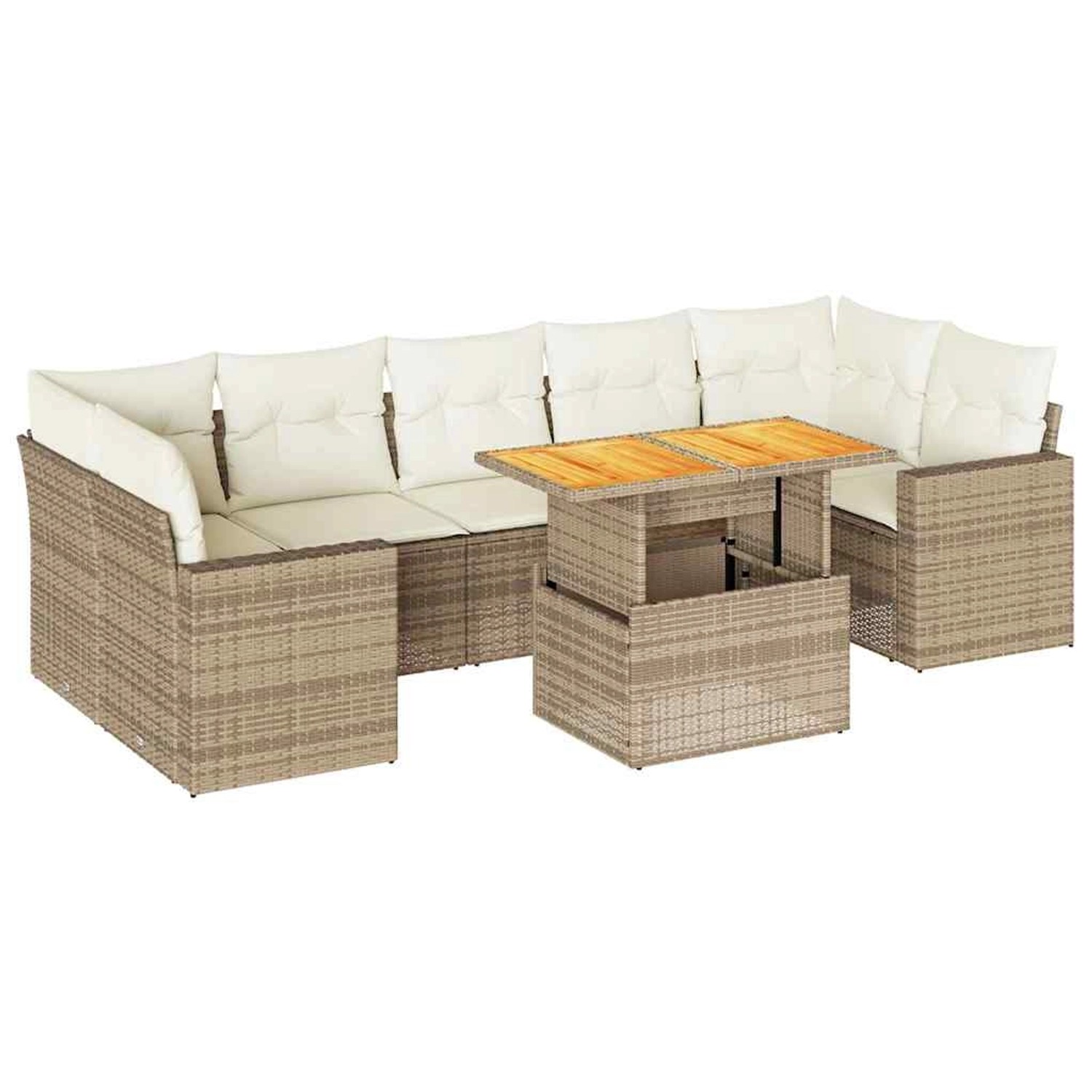 vidaXL 8-Tlg Garten-Sofagarnitur mit Kissen Beige Poly Rattan 3327012 günstig online kaufen