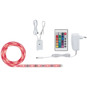 Paulmann SimpLED Strip 1,5m RGB Set mit Fernbedienung, Trafo und LED Band in Weiß.