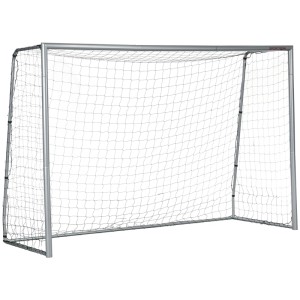 Graues SPORTNOW Fußballtor aus Stahl mit weißem Netz für Fußballtraining, 300x200 cm.