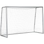 Graues SPORTNOW Fußballtor aus Stahl mit weißem Netz für Fußballtraining, 300x200 cm.