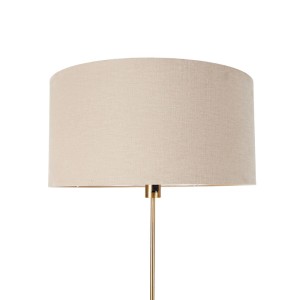 Verstellbare, bronzefarbene Stehlampe mit hellbraunem Schirm (50 cm) der Marke QAZQA.