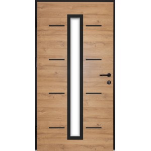 Splendoor Haustür ThermoSpace Milano Prime Woodeffect, Eiche natur Dekor mit Glaseinsatz.