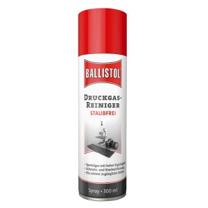 Ballistol Druckgas-Reiniger Spray 300 ml, rot-weiße Dose für berührungslose Staubentfernung an Elektronik und Optik.