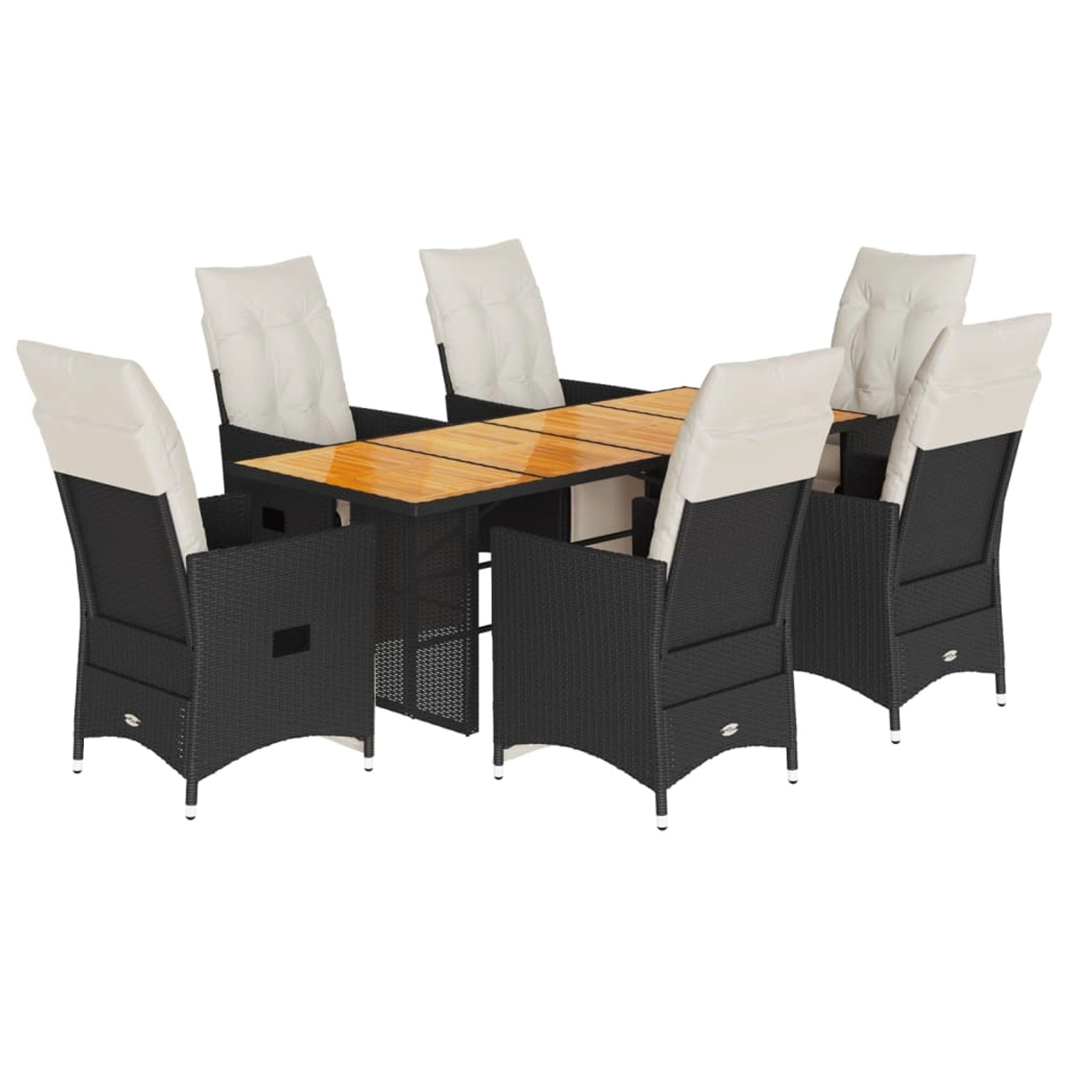 vidaXL 7-Tlg Garten-Essgruppe mit Kissen Schwarz Poly Rattan 3276861 günstig online kaufen