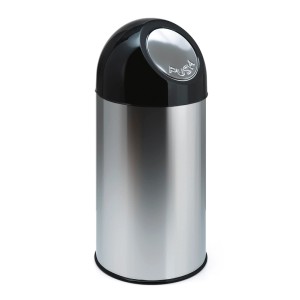 PROREGAL Abfallbehälter aus Edelstahl mit Pushdeckel, 40 Liter.